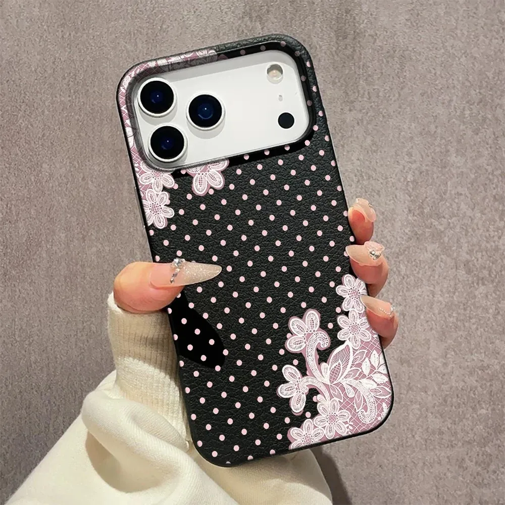 Polka Dot Lace Lichee leather pattern Phone Case For Samsung A57 A36 A26 A07 A55 A35 A16 A06 A54 A34 A25 A24 A15 A14 A05S 4G 5G