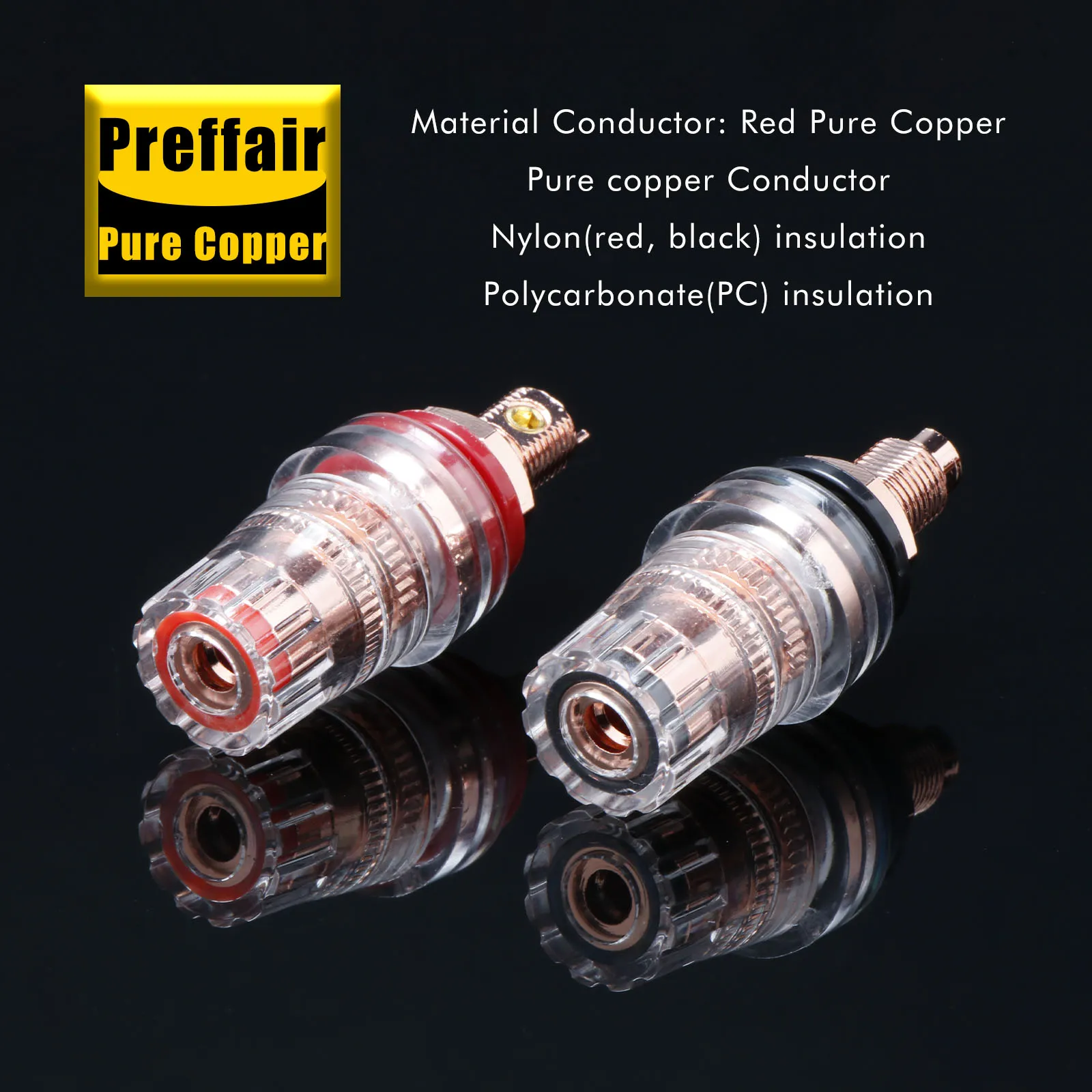 Hifi Reinkupfer Preffair Anschlussklemme für Verstärker Lautsprecher 4mm Bananenstecker Buchse Verbinder Rhodium Kupferbeschichtet – Detail 6