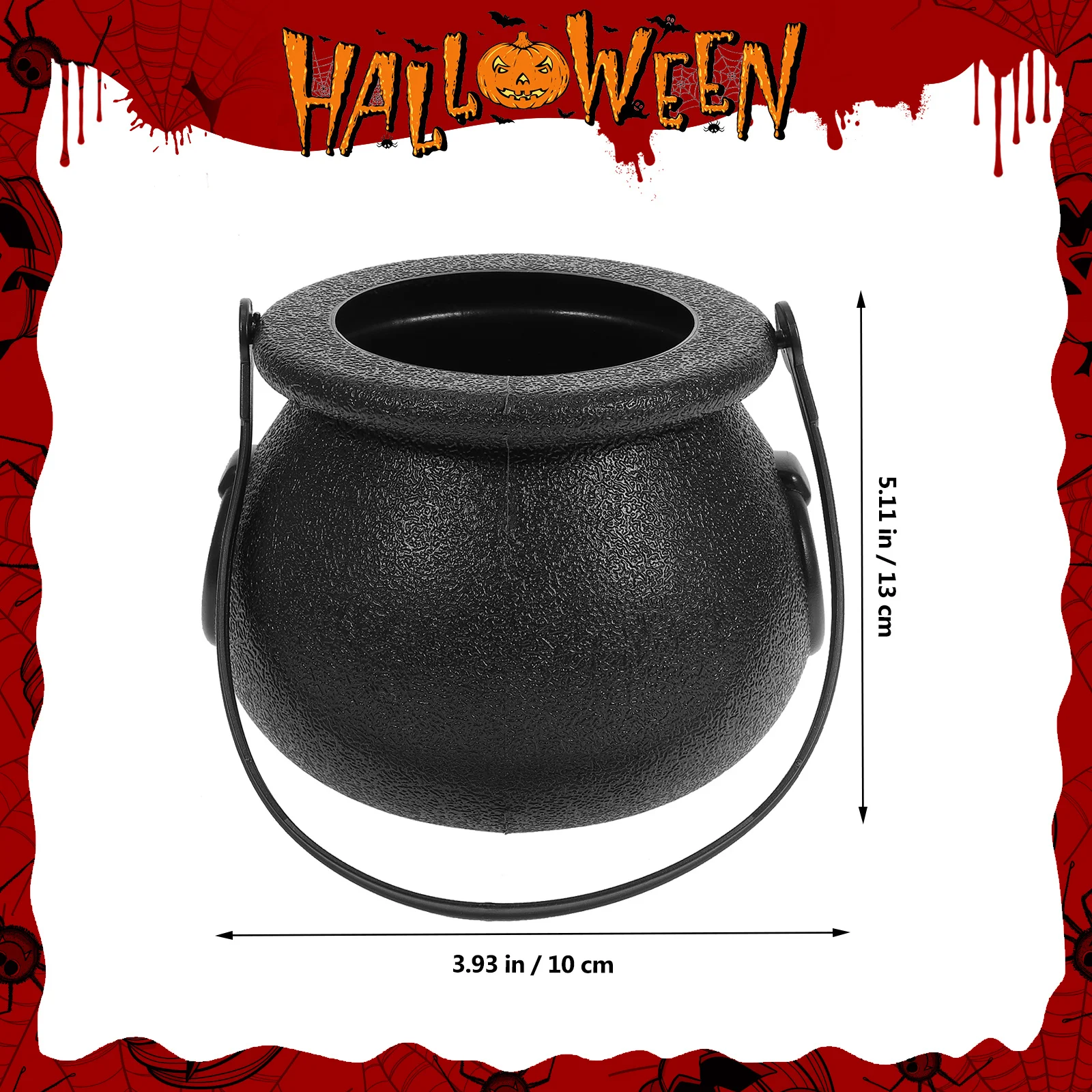 

2pcs Witch Bucket Decorative Treat Baskets Halloween Party Candy Storage Portable Lightweight Creative Jar Barrel Black