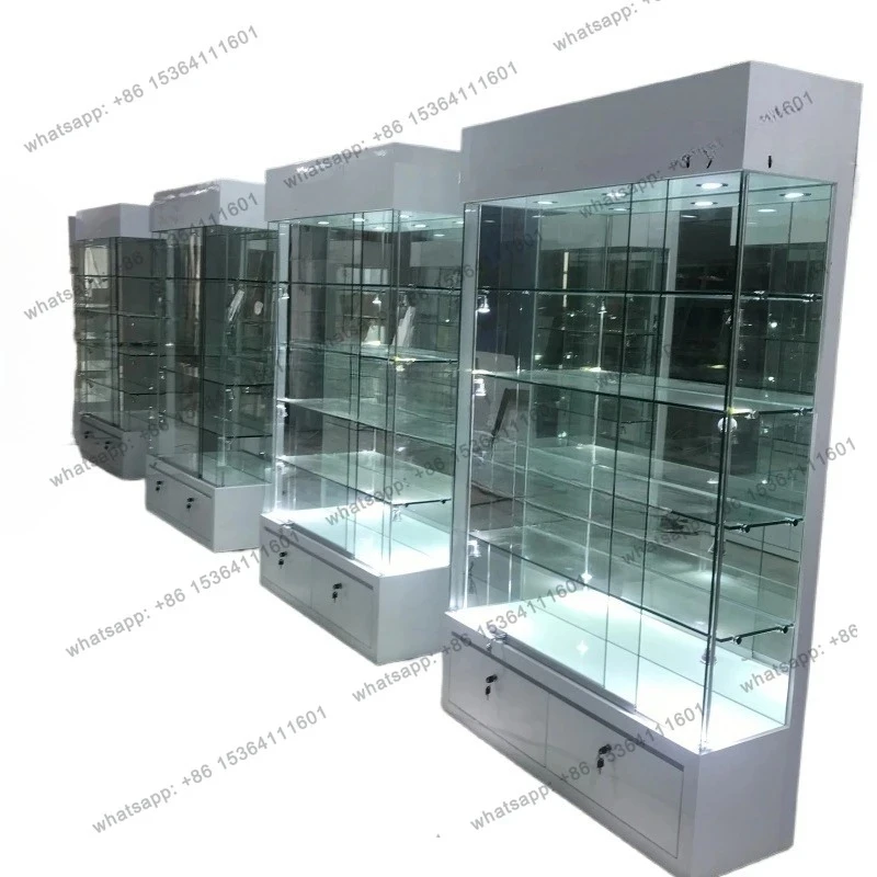 French style Custom, high end display cases for jewelry showcase modern custom made glass vitrine jewelry display cabinet