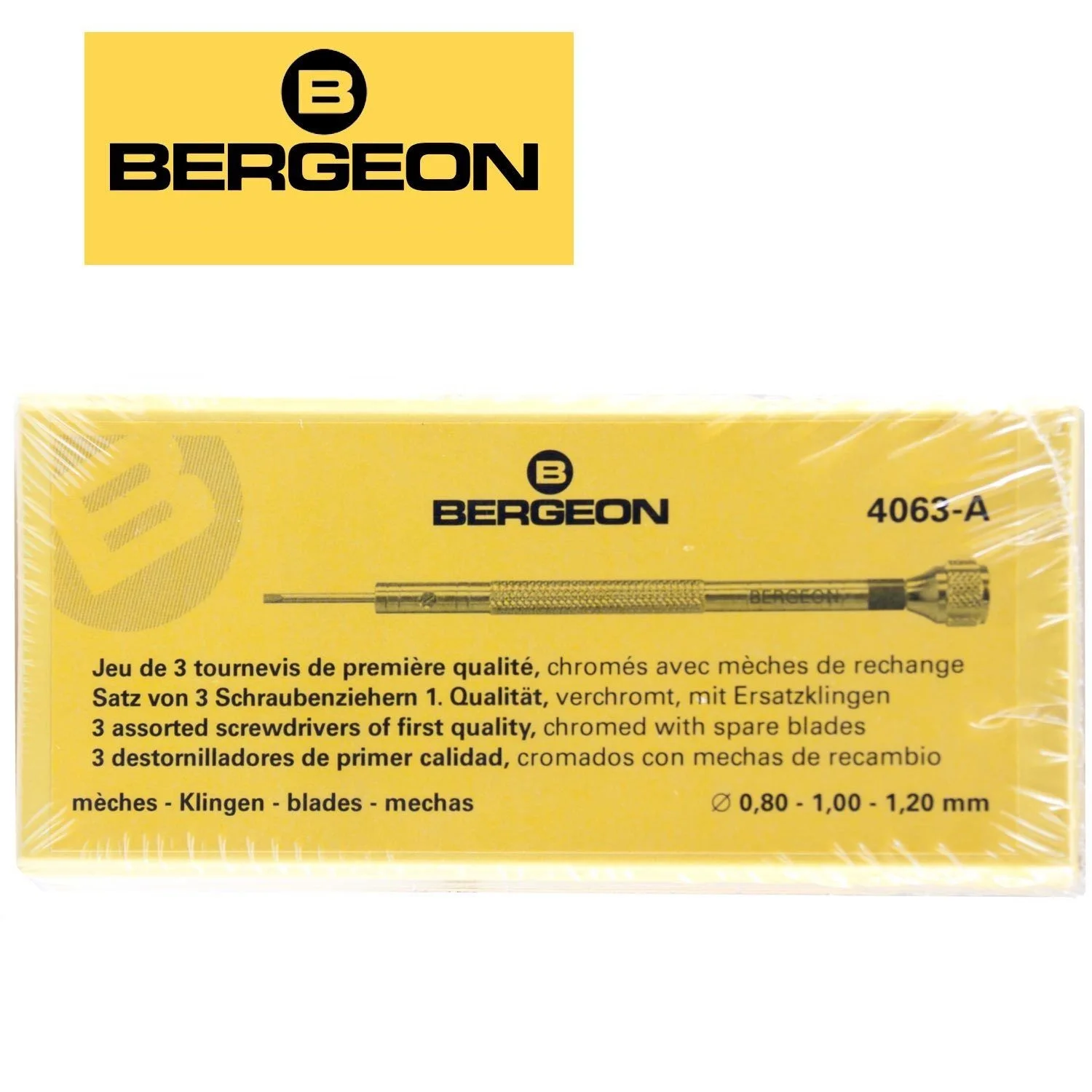 

Набор из 3-х швейцарских отверток Bergeon 4063-A с запасными лезвиями