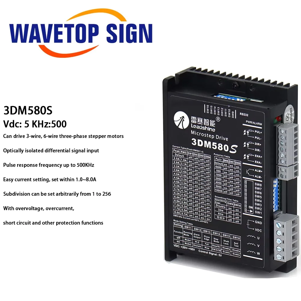 Leadshine 3 เฟส 3DM580S Stepper Motor Driver 20-50VDC เปลี่ยน 3DM580 สําหรับ CO2 เลเซอร์ตัดและแกะสลักเครื่อง