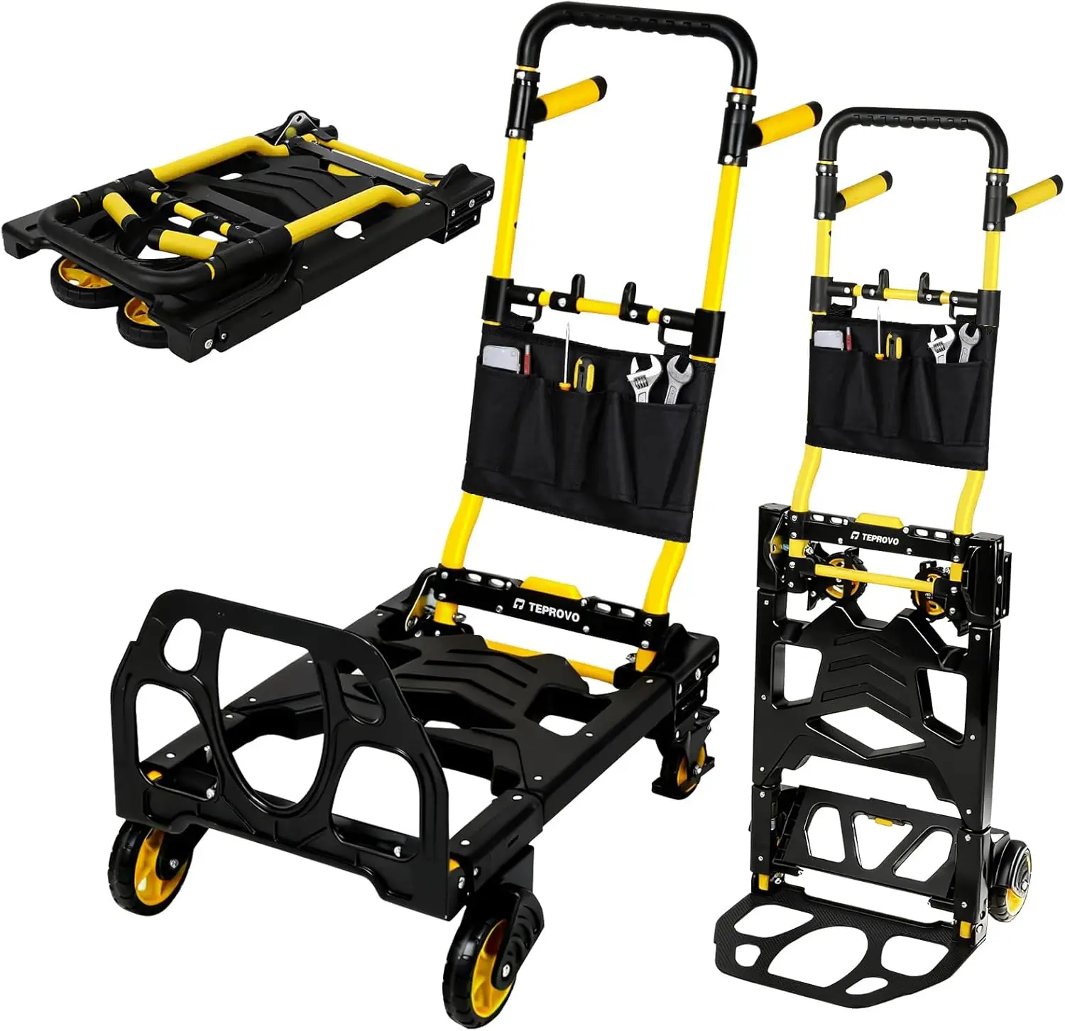 

Складная ручная тележка-платформа на 330 фунтов с выдвижной ручкой и 4 колесами, трансформируемая тележка для переезда, путешествий, багажа