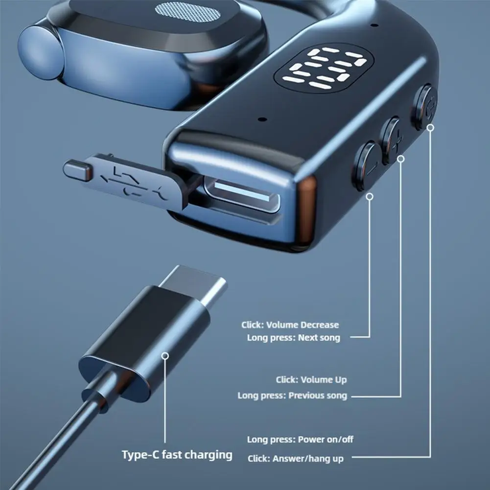 1 pz cuffie senza fili Bluetooth 5.4 rotanti con display auricolari con cancellazione del rumore microfono business LED vivavoce Hea R6O0