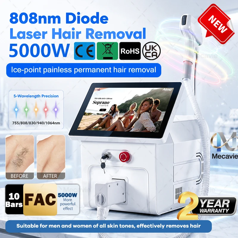 2026 New Diode Laser Hair Removal 755 808 830 940 1064nm 5waves Professional Cooling Head Design Delivers Painless Epilation