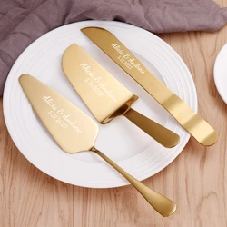 3pcs/Set Personalized Pastry Stainless Steel Wedding Cake Knife Set Rose Gold Pizza Cutter Custom Dessert Pastry Baking Tools