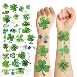 10Pc St. Patrick's Day Theme Lucky Shamrock Temporary Face Body Tattoo Stickers for Irish Festival National Day Party Decoration
