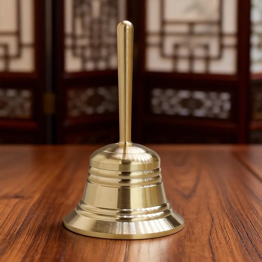 Sound-producing Solid Brass Call Bell with Bell Clapper Polishing Hand Bell Crisp Sound Vintage Service Calling Bell Meditation