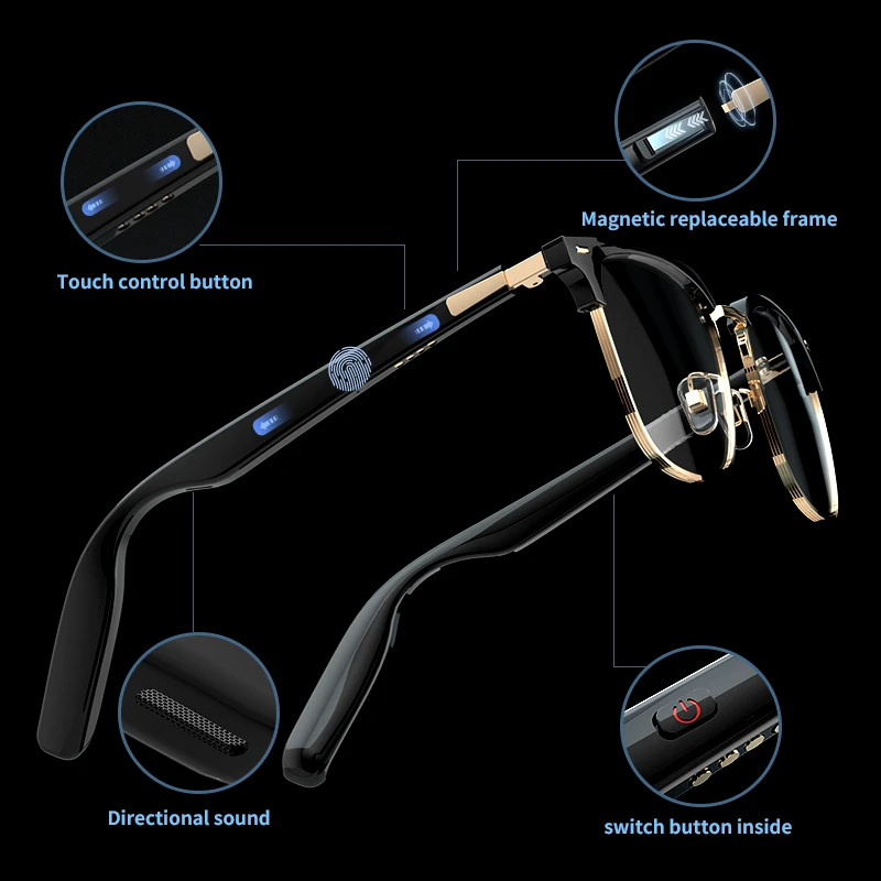 Smart Glasses Tws Headphones Music Wireless Bluetooth Call Sunglasses Anti-Blue Light Game Music headset Drive Men Women Eyewear