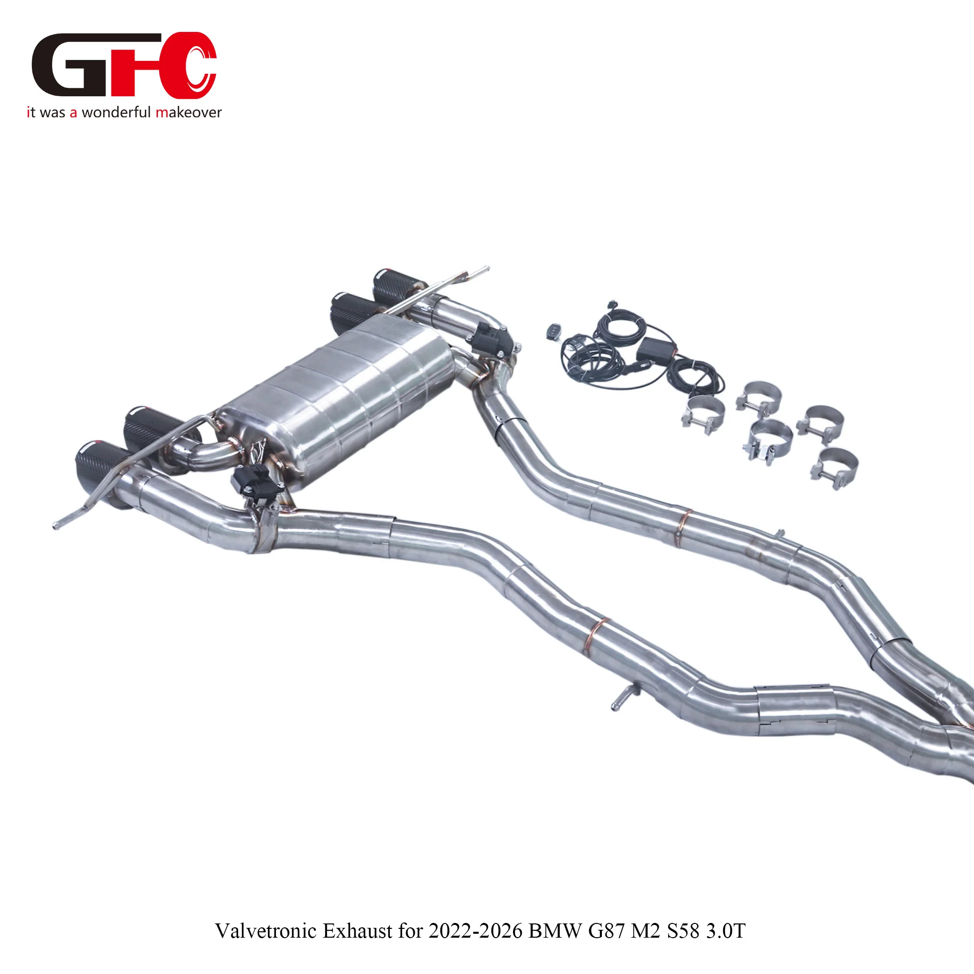 For GFC BMW M2 G87 3.0T S58 Catback Exhaust Single Muffler Dual Valve Quad Outlet Stainless Steel Exhaust System