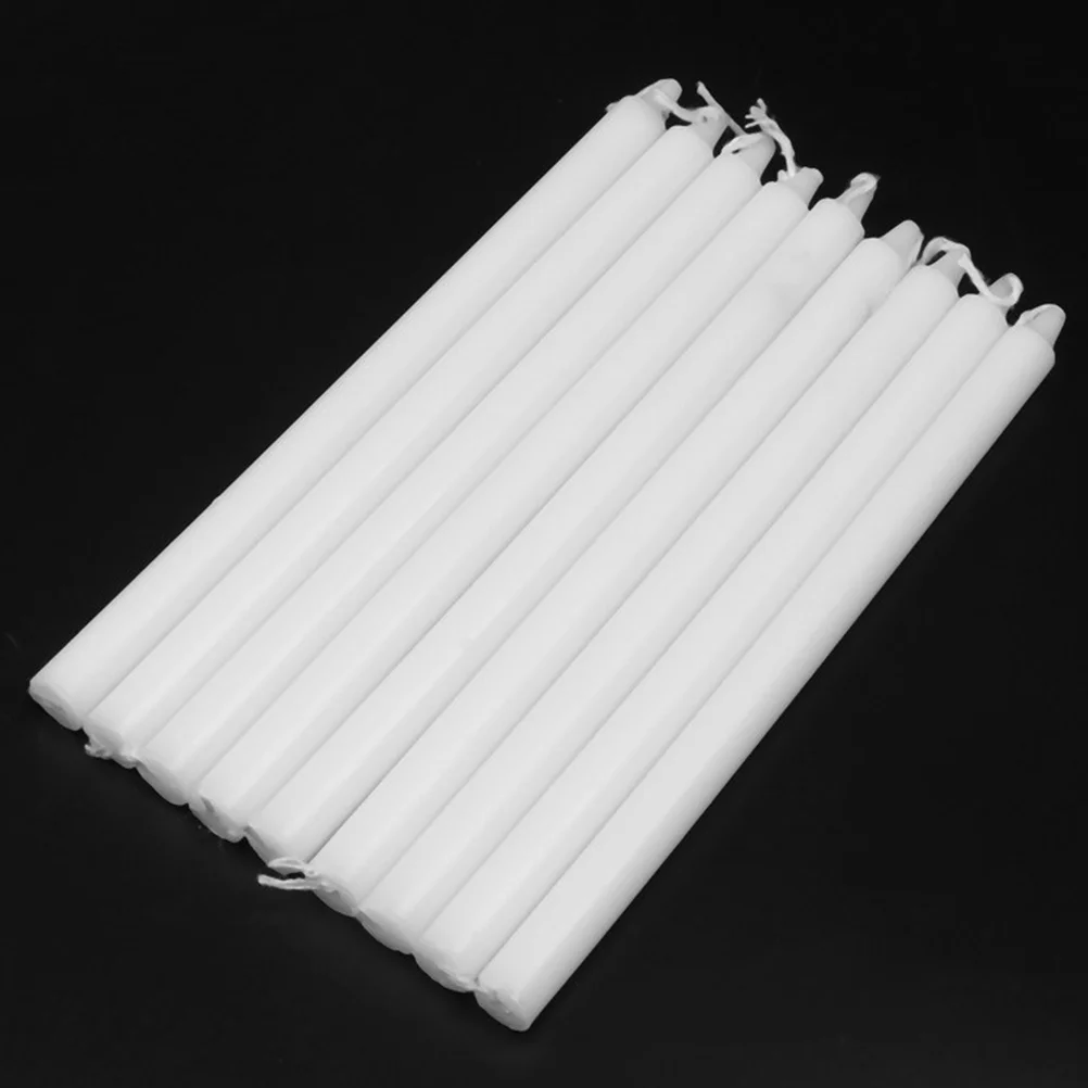 

10pcs Taper Candles White Unscented Paraffin Decorative Party Supplies pretty pillar candles white