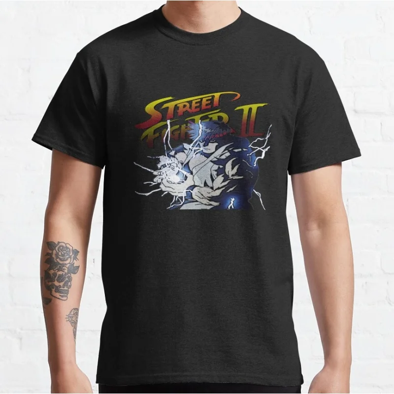 

SF2 - Ryu Hadouken 80s Combat Street fighter Gift t shirt Retro Arcade game Graphic Tee Y2K Clothes Large size Tops