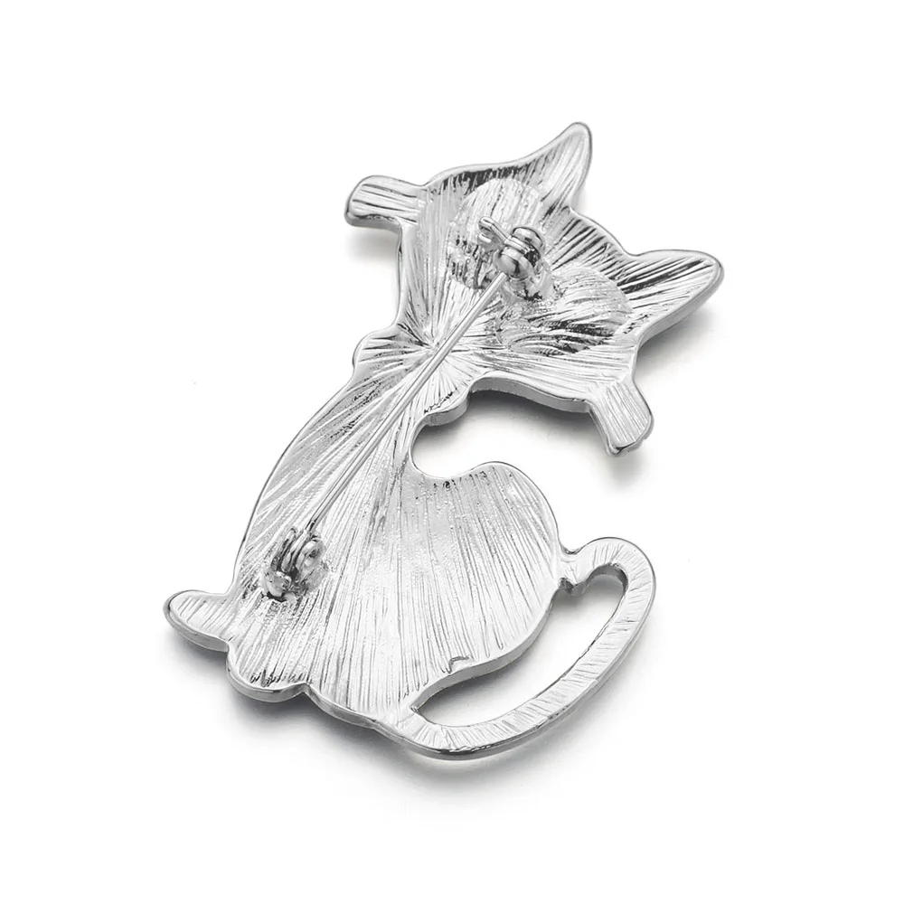 Cute Black Cat Brooch Pins Rhinestone Eyes Jet Cat Animal Brooches For Women Men Collar Cat Hats Jewelry Best Gift DZ068 image 4