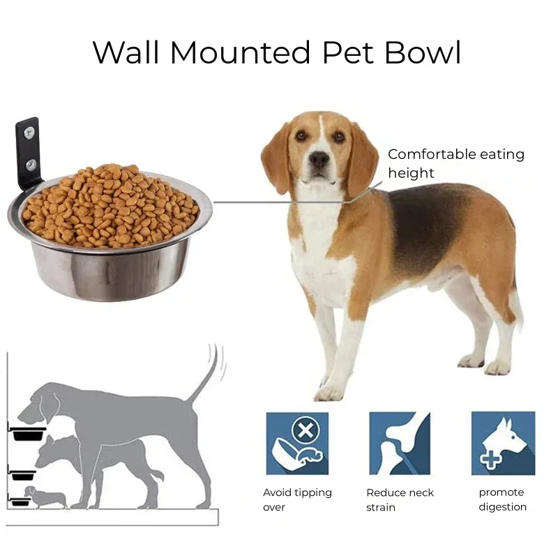 Wall Mounted Dog Bowl Elevated Pet Feeding Bowls Pet Food Bowl Container Stainless Steel Pet Cat Water Feeder Bowls Dog Supplies