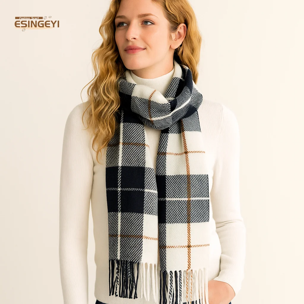

ESINGEYI 2025 Winter Scarves Christmas Bandana Man Style Cashmere Scarf Autumn Winter Fashion Accessory Soft Warm Neck