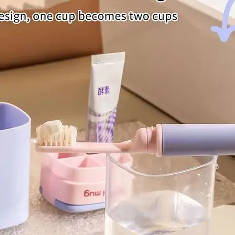 

Dopamine Travel Wash Cup Lightweight Large Capacity Travel Water Cup With Handle Folding Toothbrush Drainable Mouthwash Cup