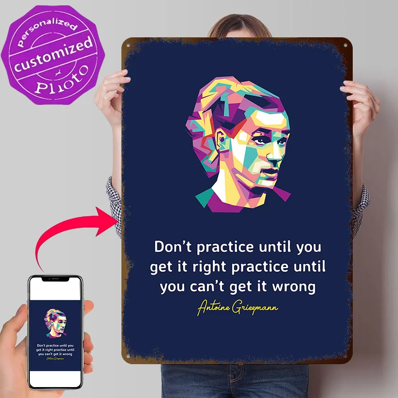 Antoine Griezmann Quote Metal Poster Perfect Gift for Fans Lovers Personalized Wall Art Metal Sign for Funny Signs Room Decor