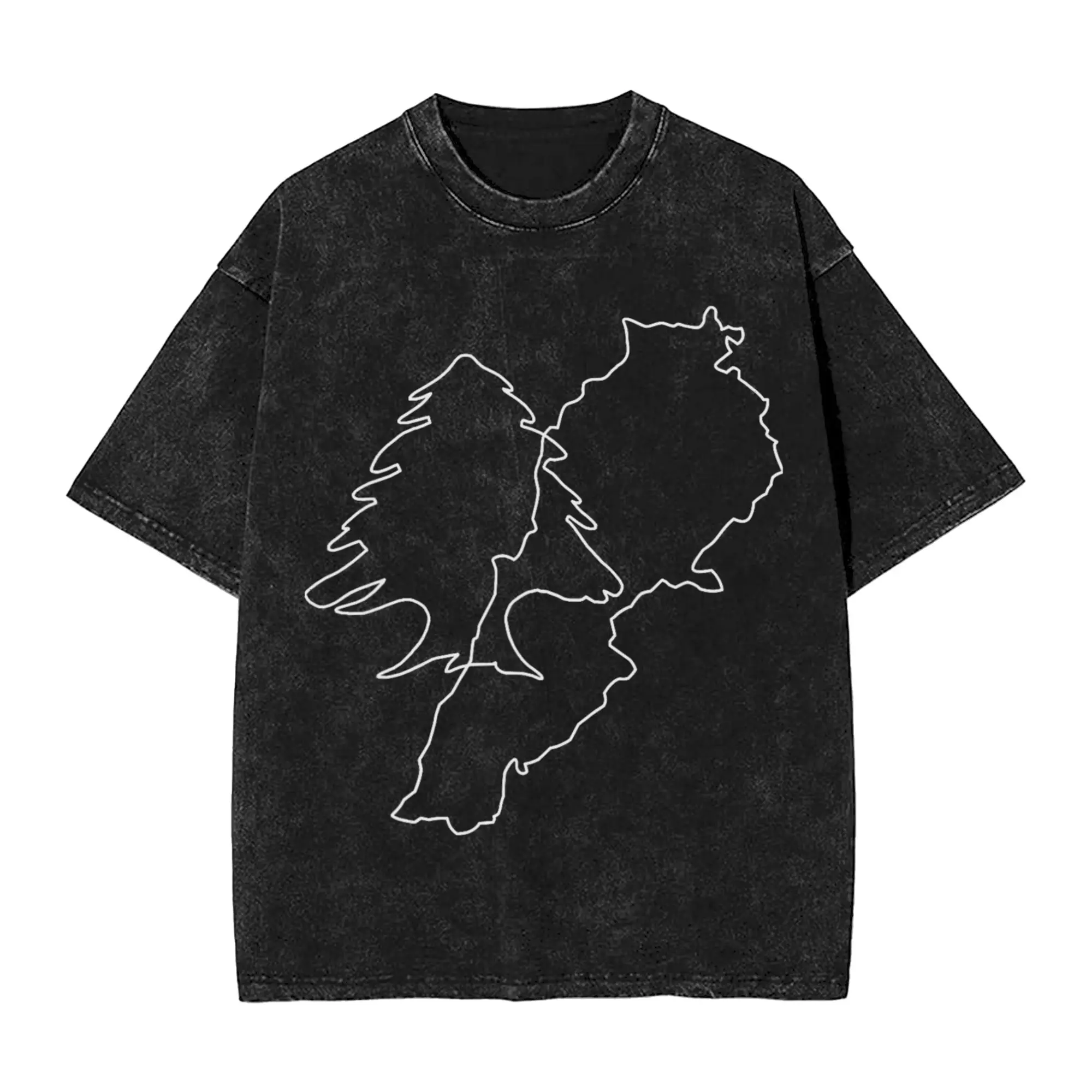 Vintage Washed T-Shirt Lebanon Flag Map Beirut   Cedar Tree Lebanese Heritage Design Simple T-Shirts  Hipster Tee Shirt