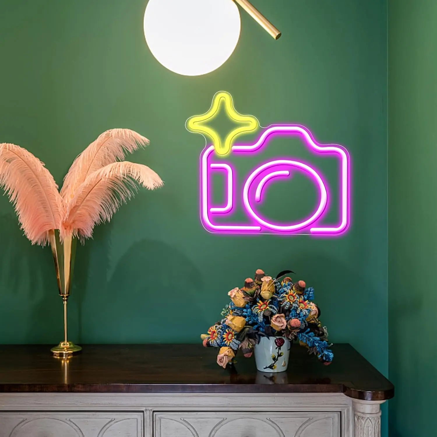 

Neon Wall Sign Dimmable Camera Neon Lights for Bar Bedroom Office Game Room Studio Decor Aesthetics Draw Birthday Gifts