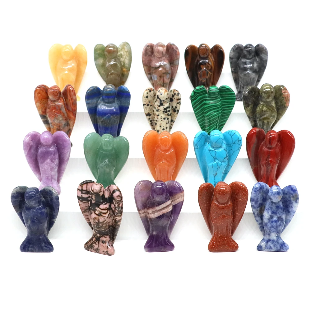 2 "جارديان الملاك تمثال الطبيعية جمشت روز الكوارتز شفاء كريستال الطاقة حجر التماثيل ديكور المنزل حلية بالجملة #4