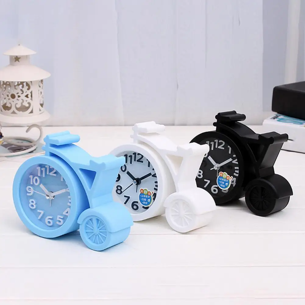 Children's Bicycle Shape Alarm Clock Funny Alarm Clock Toy Cute Creative Bedroom Bedside Clock Student Kid Holiday Birthday Gift