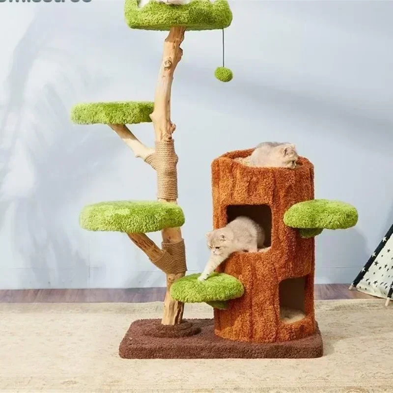 

Flower Wood Cat Climbing Frame Large Cat Bed Integrated Without Occupying Space Cats Jumping Platform Tree Hole Plush Forest Toy