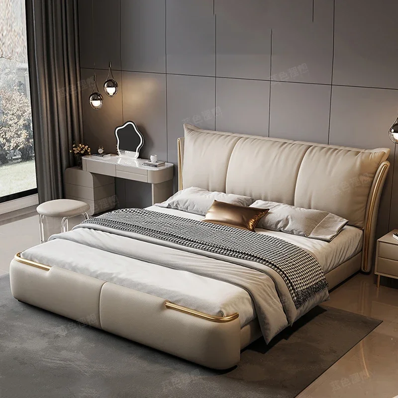 Luxury Headboard Bed Frames Queen Lounge Sleeping Storage Bed Organizer Leg Support Muebles Para Dormitorio Bedroom Furniture