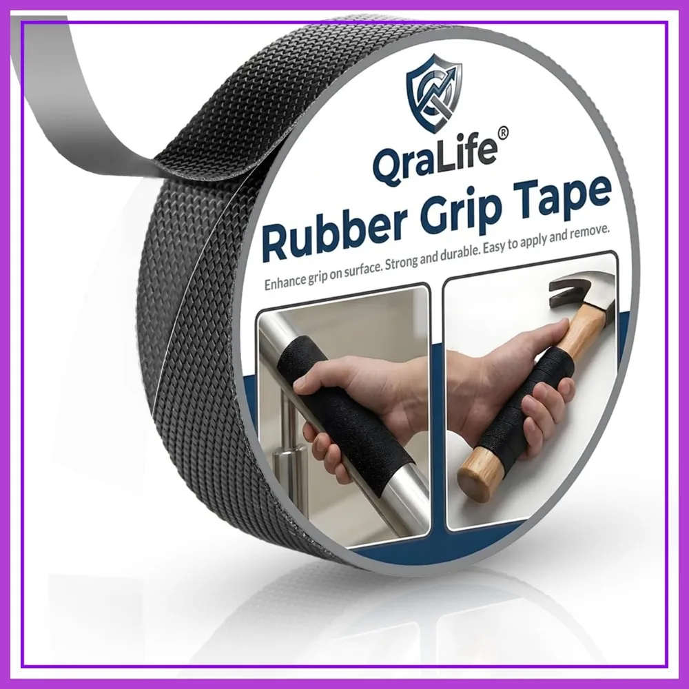 

Strong Adhesive Anti-Slip Rubber Grip Tape for Handles, Mouse - Waterproof Textured Tape to Enhance Grip and Comfort (1 in x 10 Ft)