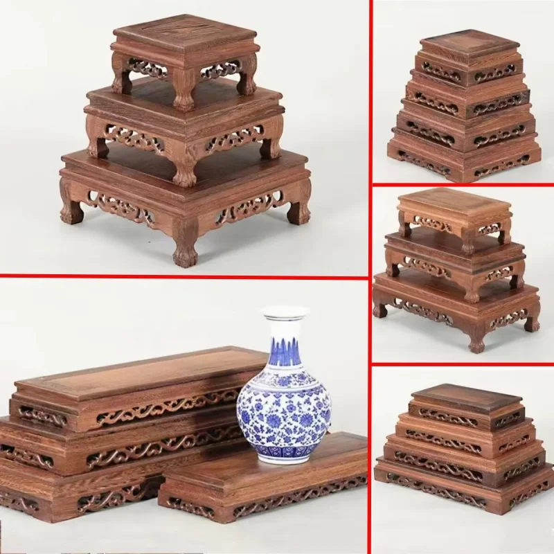 Wooden Miniature Sort Table  Figurines Vase Display Stand Flower Base Tea Sets Pedestal Bonsai Plant Decorative Shelf
