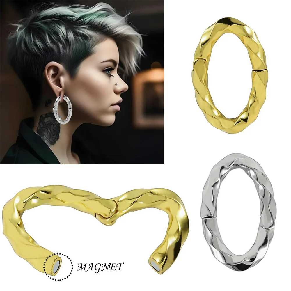 

PAIR Copper Silver&Gold Oval Magnet Ear Lobes Ear Hangers Weights Gauges Ear Plugs Earring Expanders Stretched Piercing Jewelry