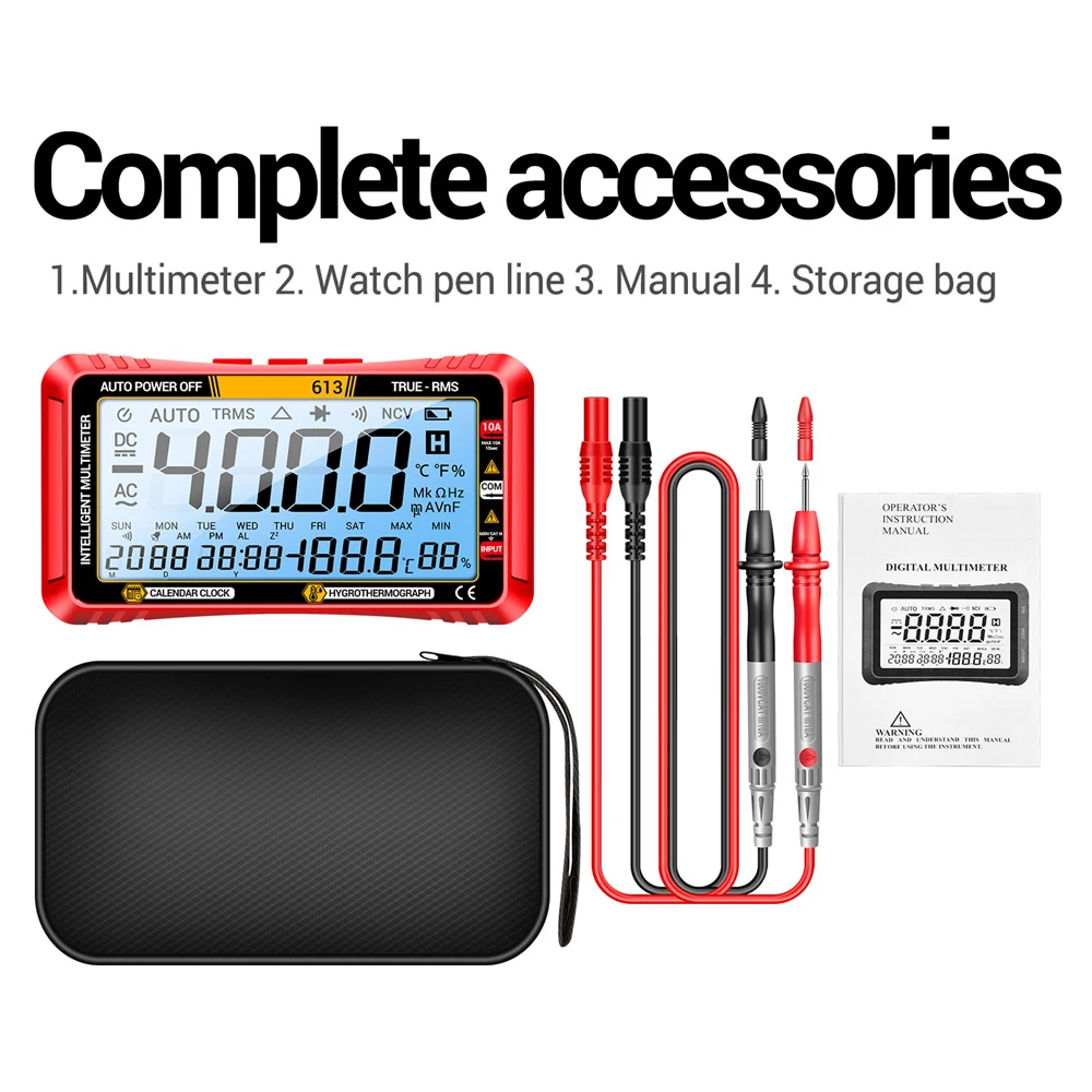 LCD Display AC/DC Digital Multimeter Ultraportable True-RMS Multimeter Hygromter/Thermometer/Multi Tester Electrician Tool