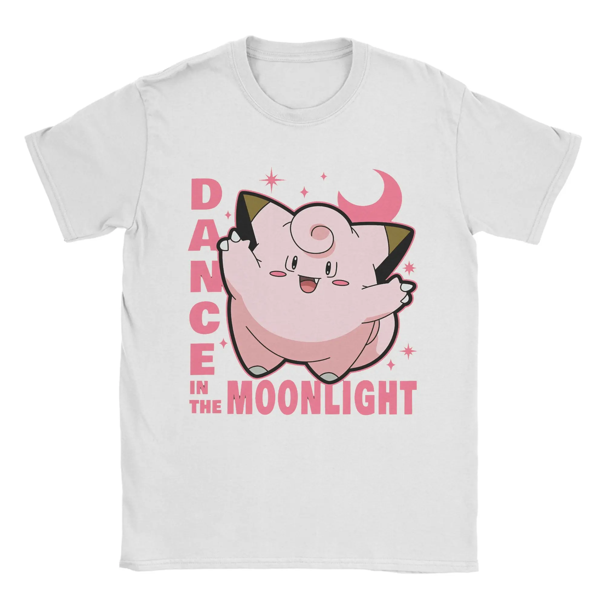 Pokemon Clefairy Dance in The Moonlight Printed T-shirt Summer New Men's and Women's Trendy Large Loose Casual Y2K Short Sleeve