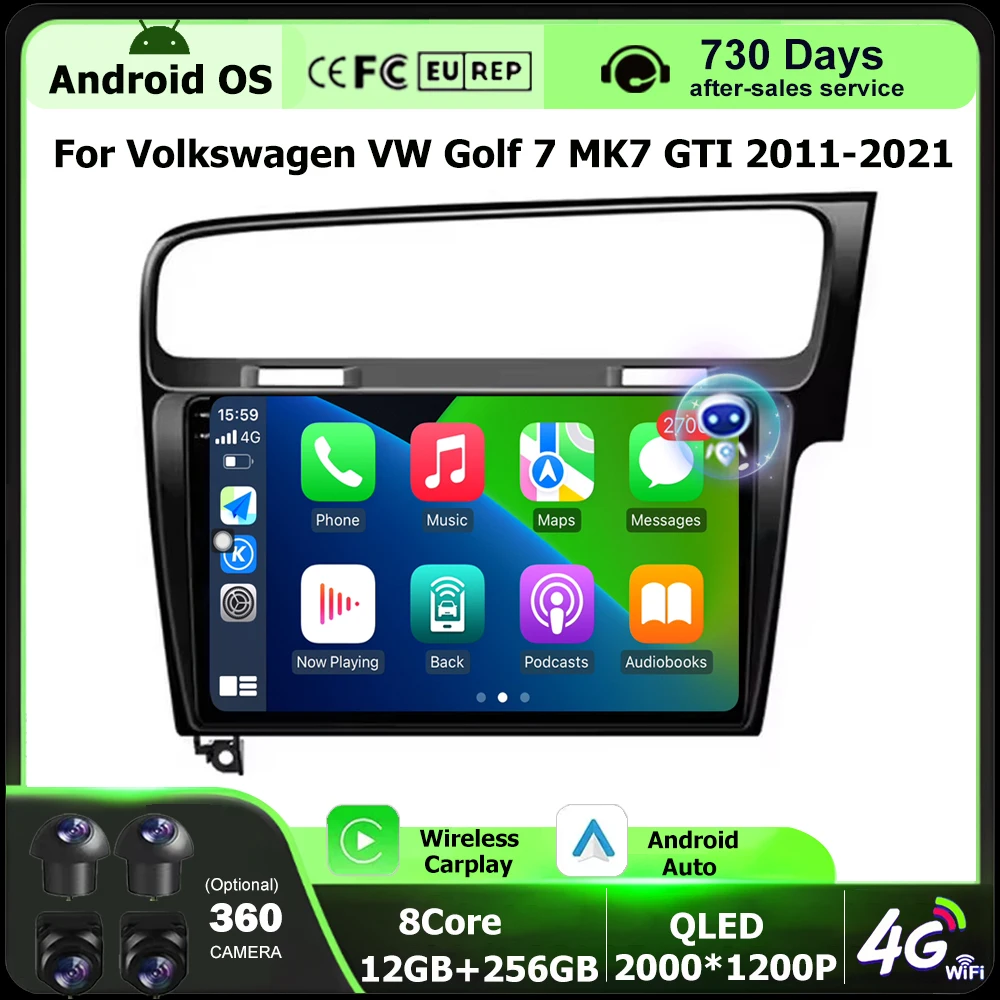 

10 дюймов для Volkswagen VW Golf 7 MK7 GTI 2011-2021 RHD Android 16 автомагнитола GPS-навигация мультимедийный плеер Carplay 4G BT DSP