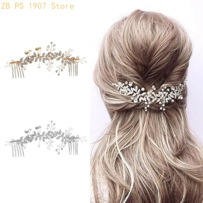 

Luxurious Rhinestones Pearls Hair Comb Bridal Tiaras Hair Pin For Bride Wedding Party Prom Anniversary Hair Accessories 55KA