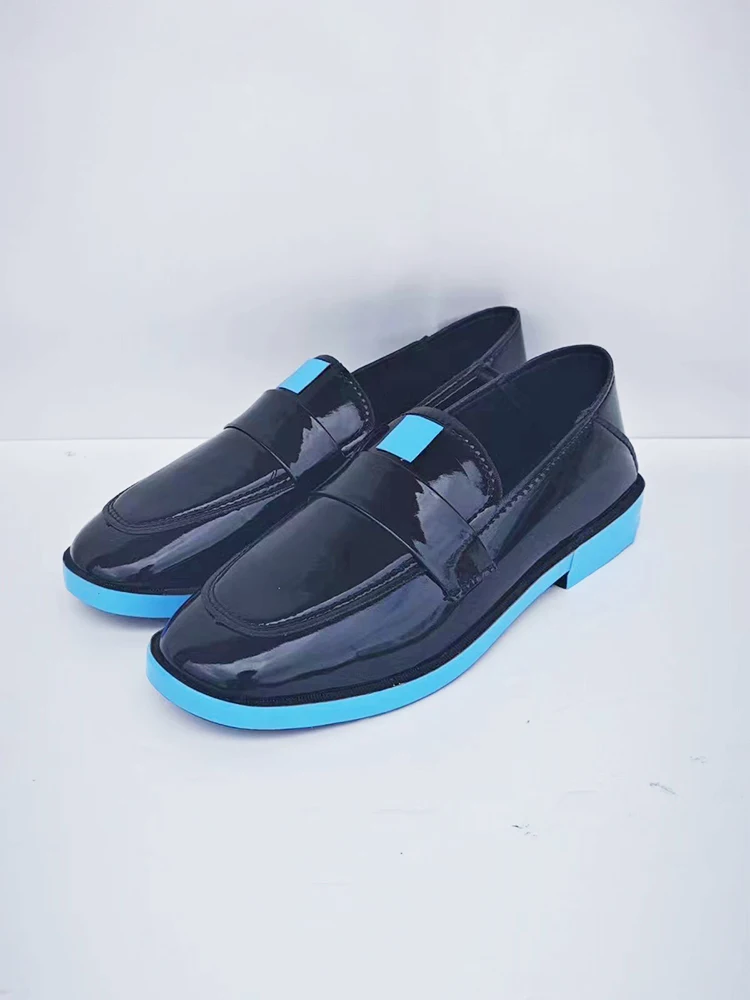 かわいい丸頭ビニールコスプレシューズ女性用カスタマイズ可能なボーカロイドミク公式衣装靴アニメテーマの小道具