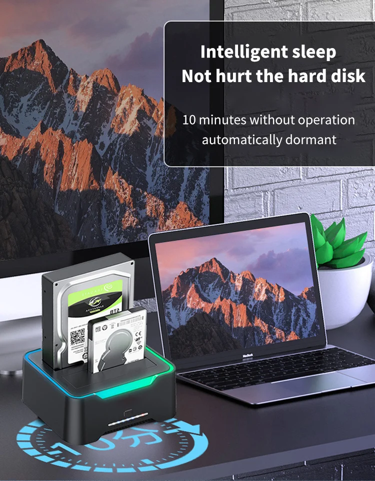 محطة إرساء HDD مزدوجة الخليج لمحطة إرساء القرص الصلب 2.5/3.5 بوصة HD SSD SATA إلى USB لمحرك الأقراص الصلبة غير المتصلة بالإنترنت بحد أقصى 16 تيرابايت HD