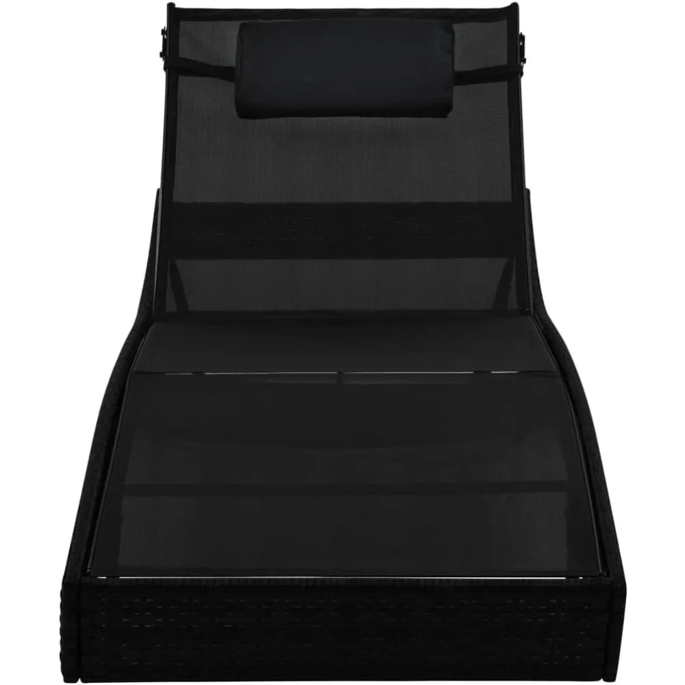 Espreguiçadeira com Almofada Poly Rattan Preto