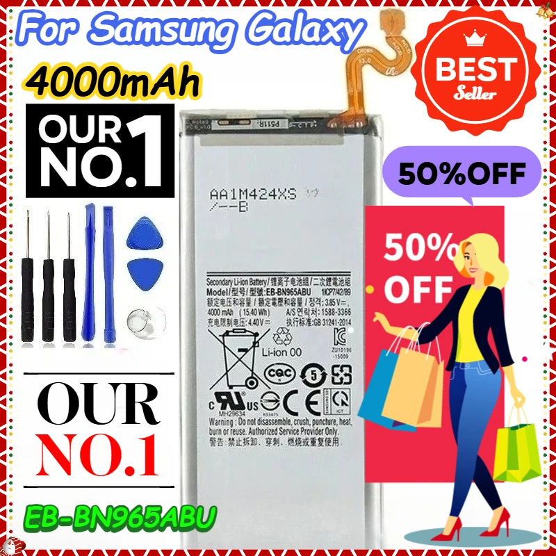 

New Replacement Battery 4000mAh EB-BN965ABU for Samsung Galaxy Note9 Note 9 SM-N9600 N960F N960U N960N N960W Bateria + Tools