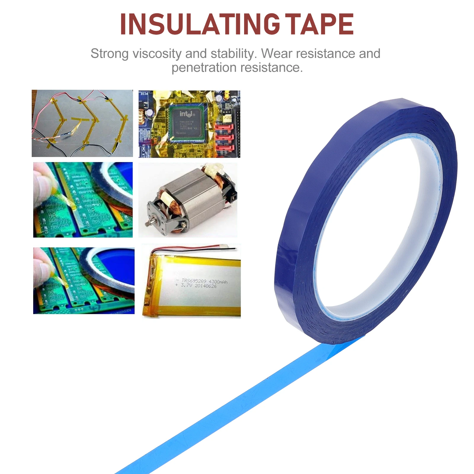 

6pcs 6 Rolls Insulation Tape Acid Resistant Voltage High Temperature Electric Wire Repairing Tools Home Use Blue 120Characters