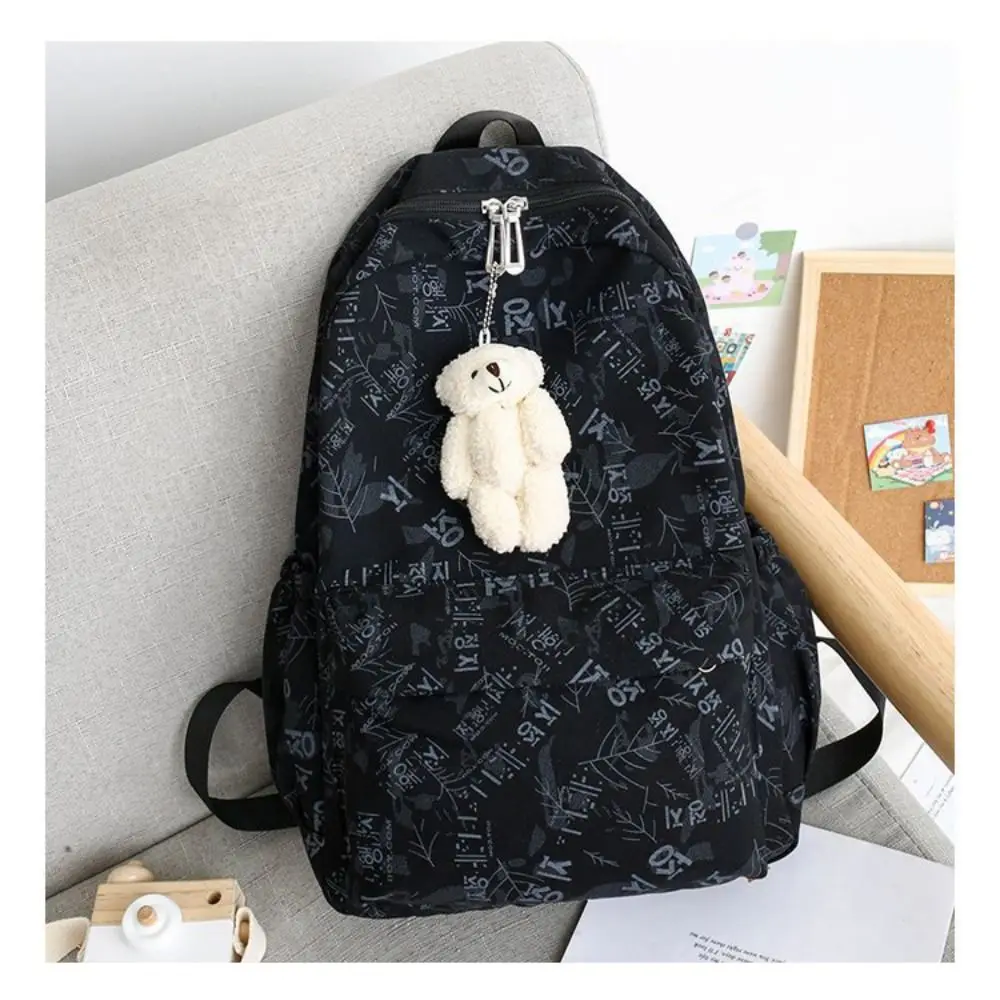 

Bear Doll Student Bag High Capacity Korean Text Junior High School Students' Backpack Floral Print Multicolor