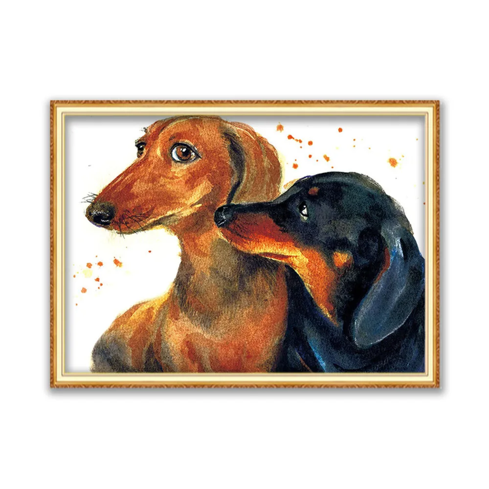 Animal Dachshund DIY 11CT Embroidery Cross Stitch Kits Needlework Craft Set Cotton Thread Printed Canvas Home Decoration Sell