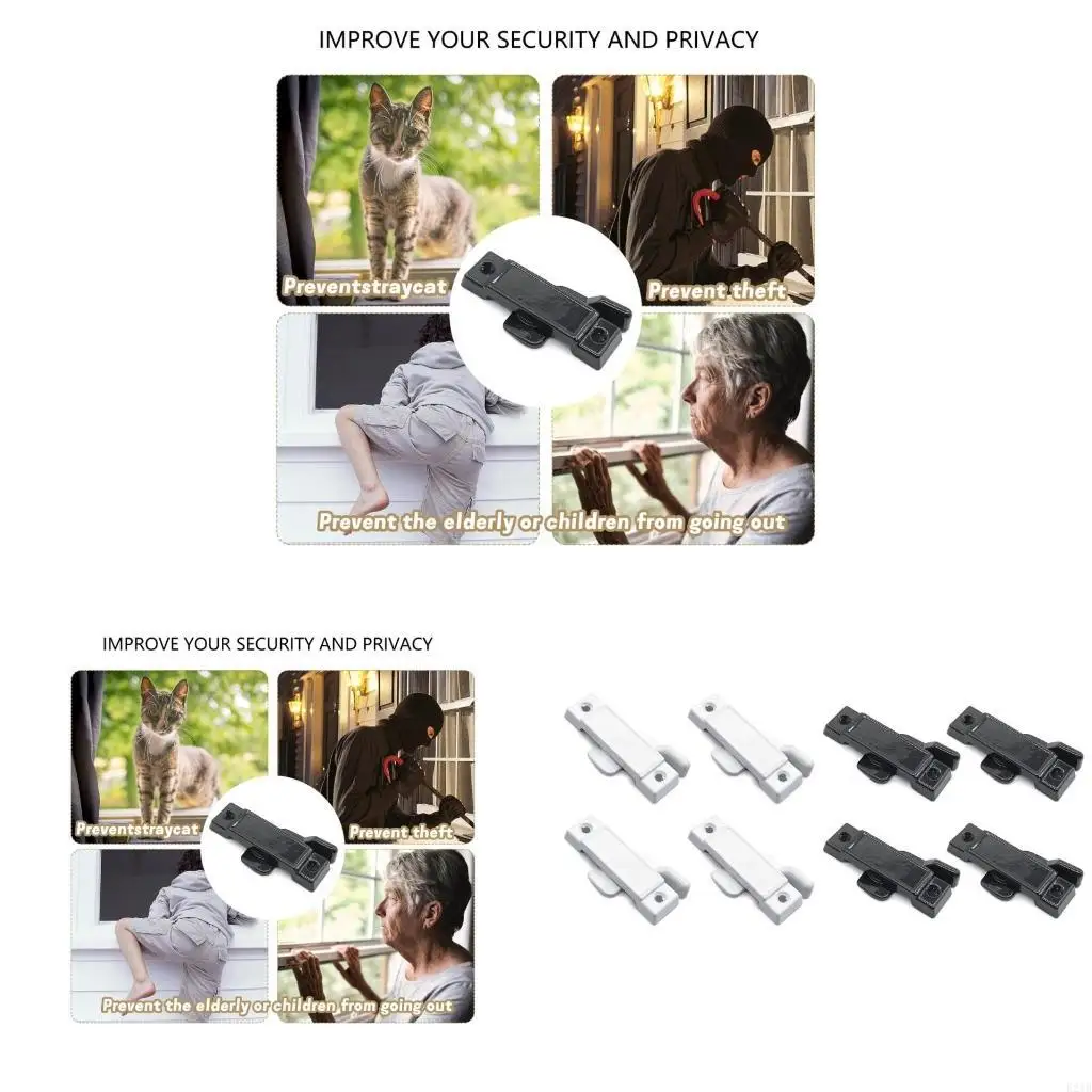 

4 шт., универсальный замок для оконной створки, черные монтажные отверстия, замена центров с винтами для использования в окнах