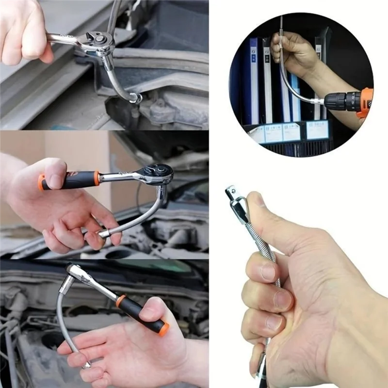 

AT02-Universal Electric Wrench Socket 3 Counts Bendable Flexible Shaft Steel Bit For Electric Drill 1/4 3/8 1/2 Sizes