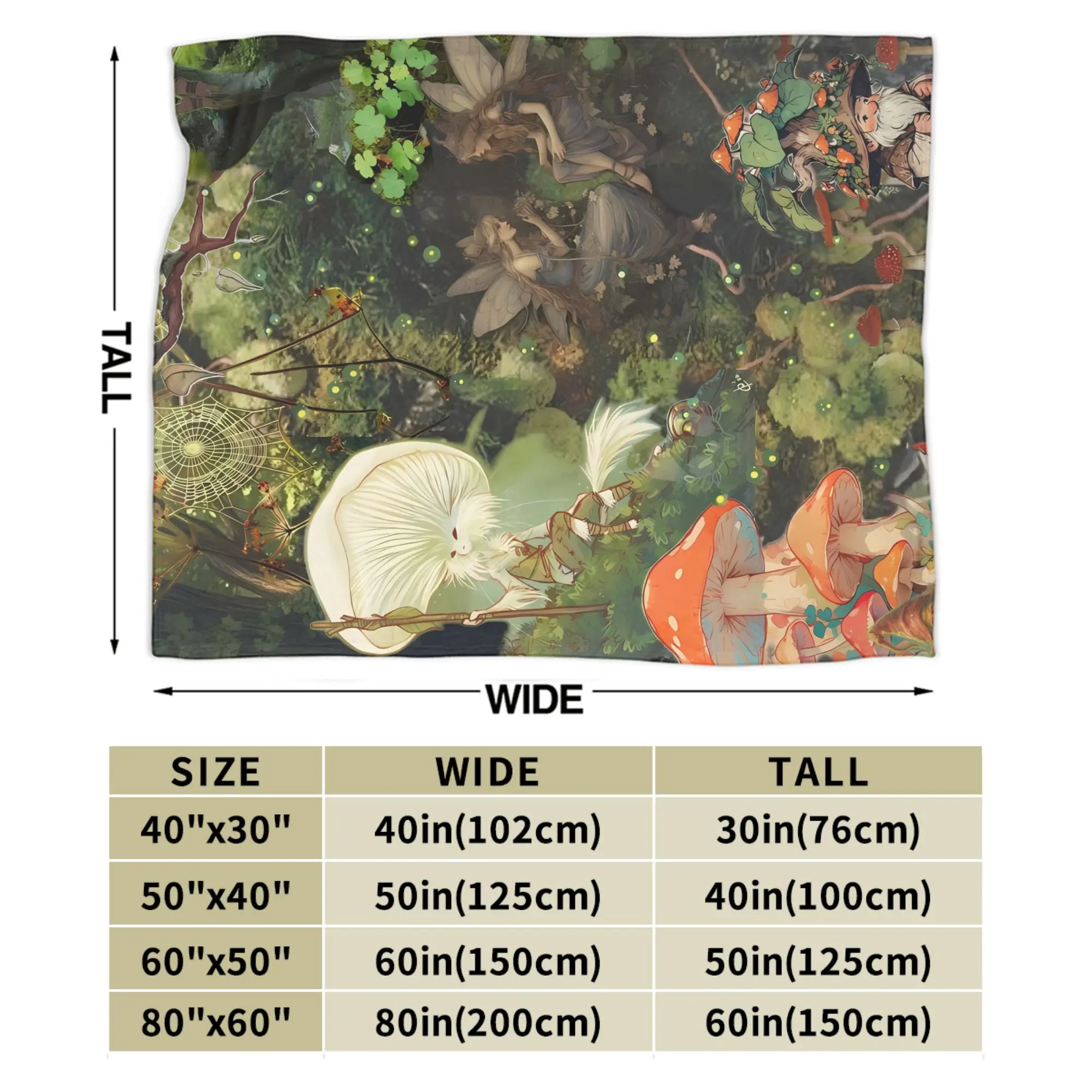 Dreamy Forest Mushroom Flannel Blanket  Soft Durable Throw Blanket for Home Decor Picnic Funny Bedspread Sofa Bed Cover