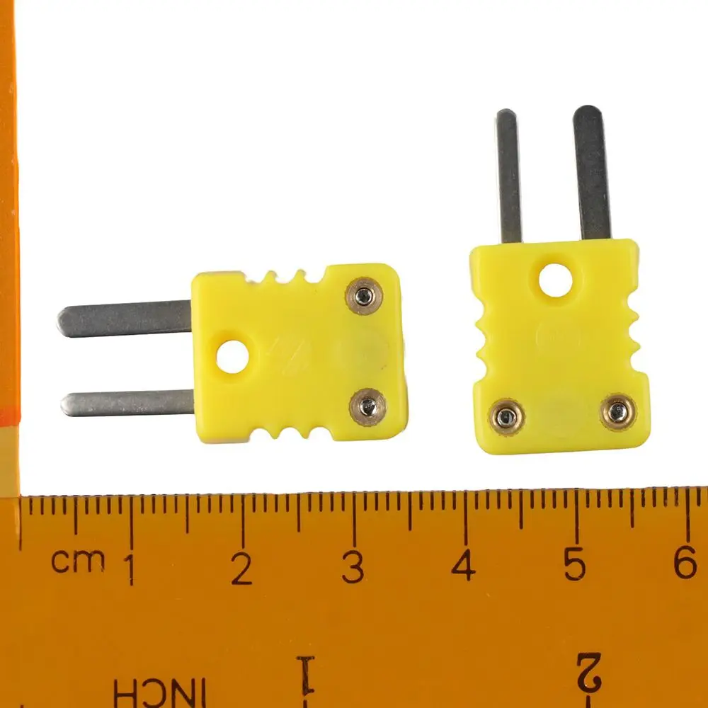 2Pcs -200-1300℃ K Type Thermocouple Connector Plastic Yellow Mini Male Plug Adapter Plugs for Thermocouple