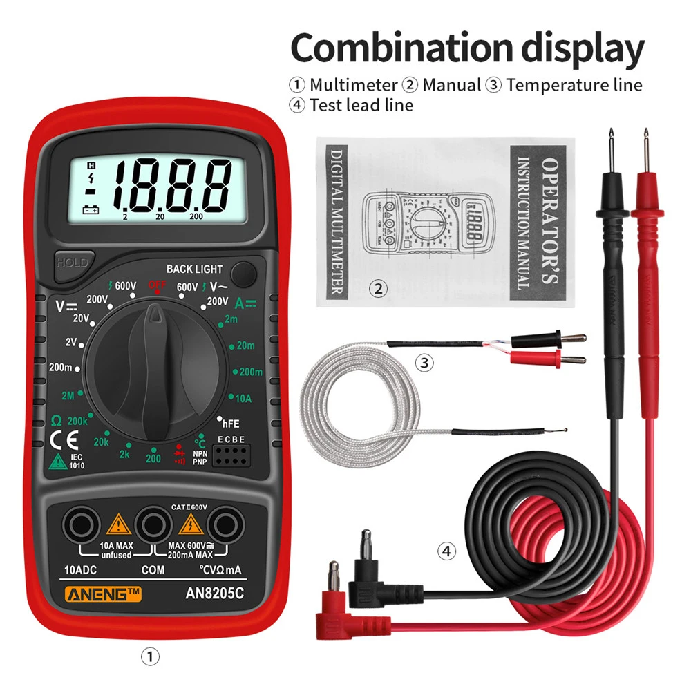 Portable SZ06 SZ308 AN8205C AN9205 Digital Multimeter AC/DC Ammeter Volt 2000 Counts Auto-Ranging Ohm Multimetro Tester Meter