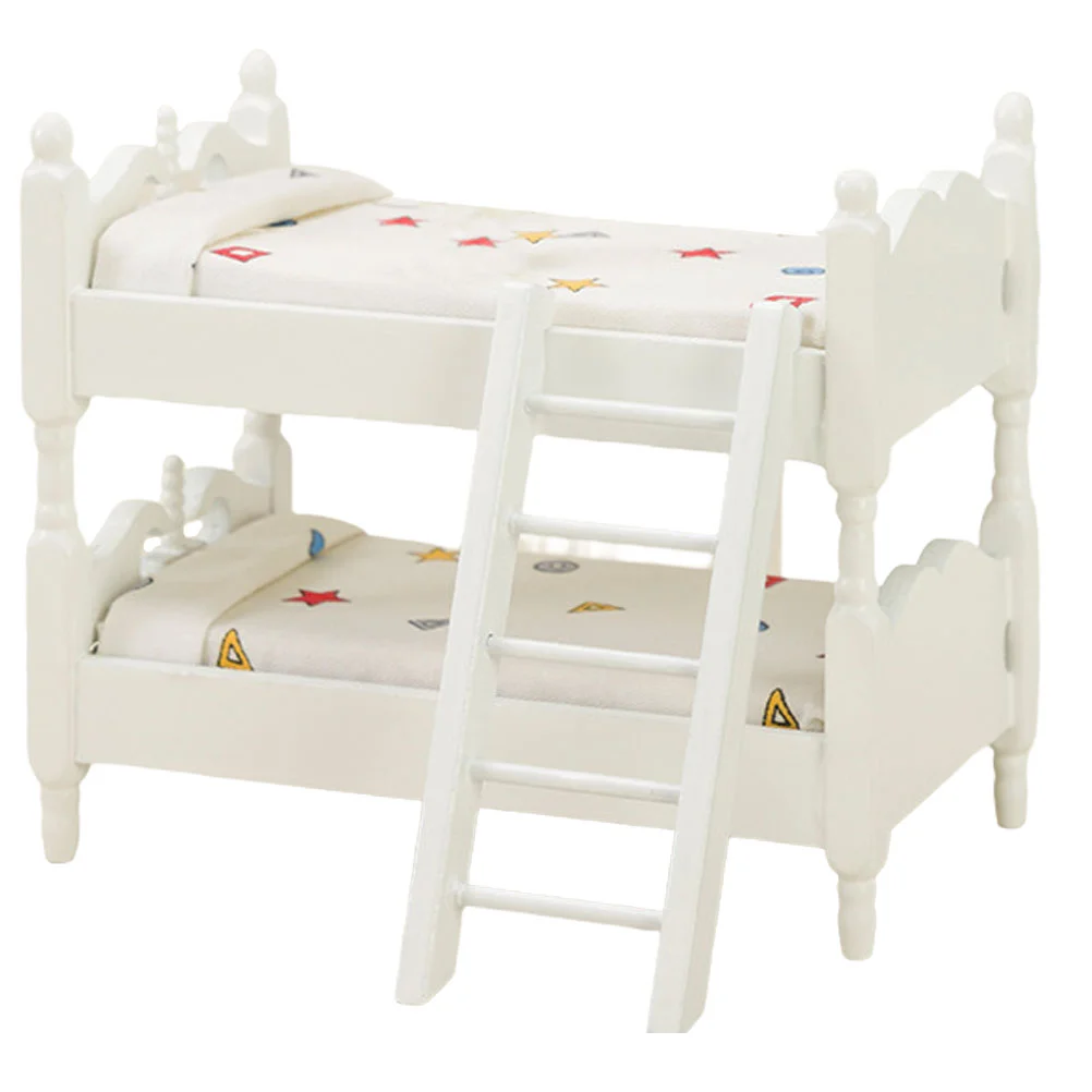 

Mini Model Bunk Beds Ornament House Furniture Props Decor for Kids Miniature Bedroom