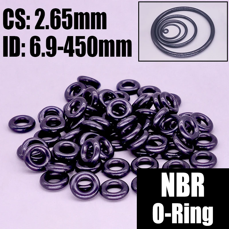 1-20 buah ketebalan Gasket segel cincin NBR O CS 2.65mm ID 6.9-450mm Nitrile Butadiene Rubber Spacer Oil resistant Washer bentuk bulat