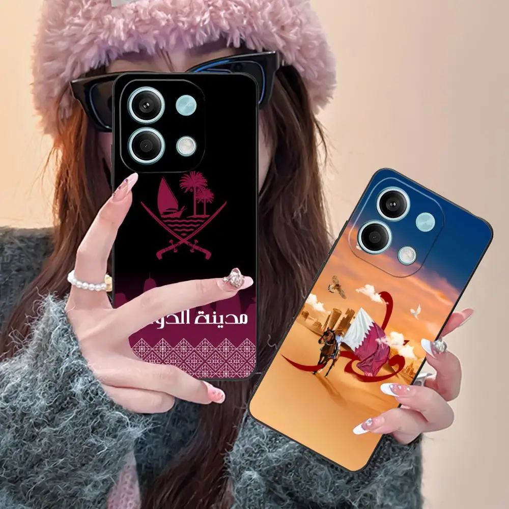 حافظة هاتف محمول بعلم قطر لهاتف Xiaomi Redmi Note 14 13 12 11 S Pro Plus 4G 5G غطاء طباعة ملون للهواتف الذكية الجميلة #1