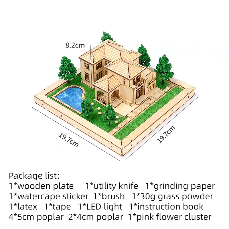 1:200ชุดโมเดลอาคารขนาดเล็กชุดวิลล่า3D ตกแต่งงานประดิษฐ์ไม้ปริศนาไม้ชุดก่อสร้างสถาปัตยกรรม